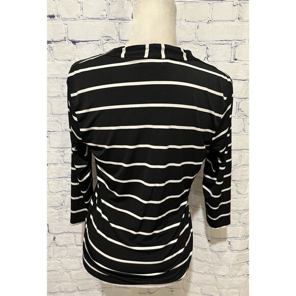 NWT Context long sleeve black-and-white striped blouse top size medium - Picture 4 of 7